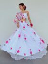 Women White Printed Party Wear Lehenga