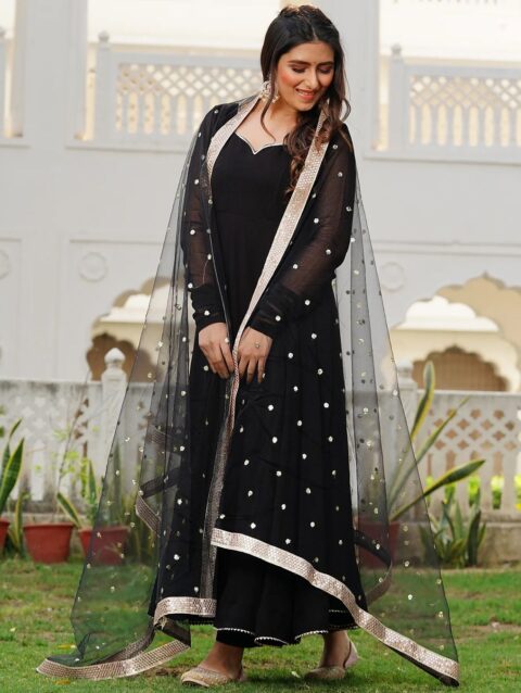 Black Color Anarkali Suit Set For Women