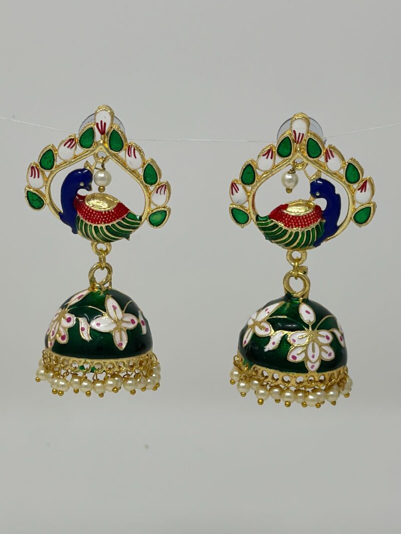Traditional Peacock Jhumka Earrings in Black Color