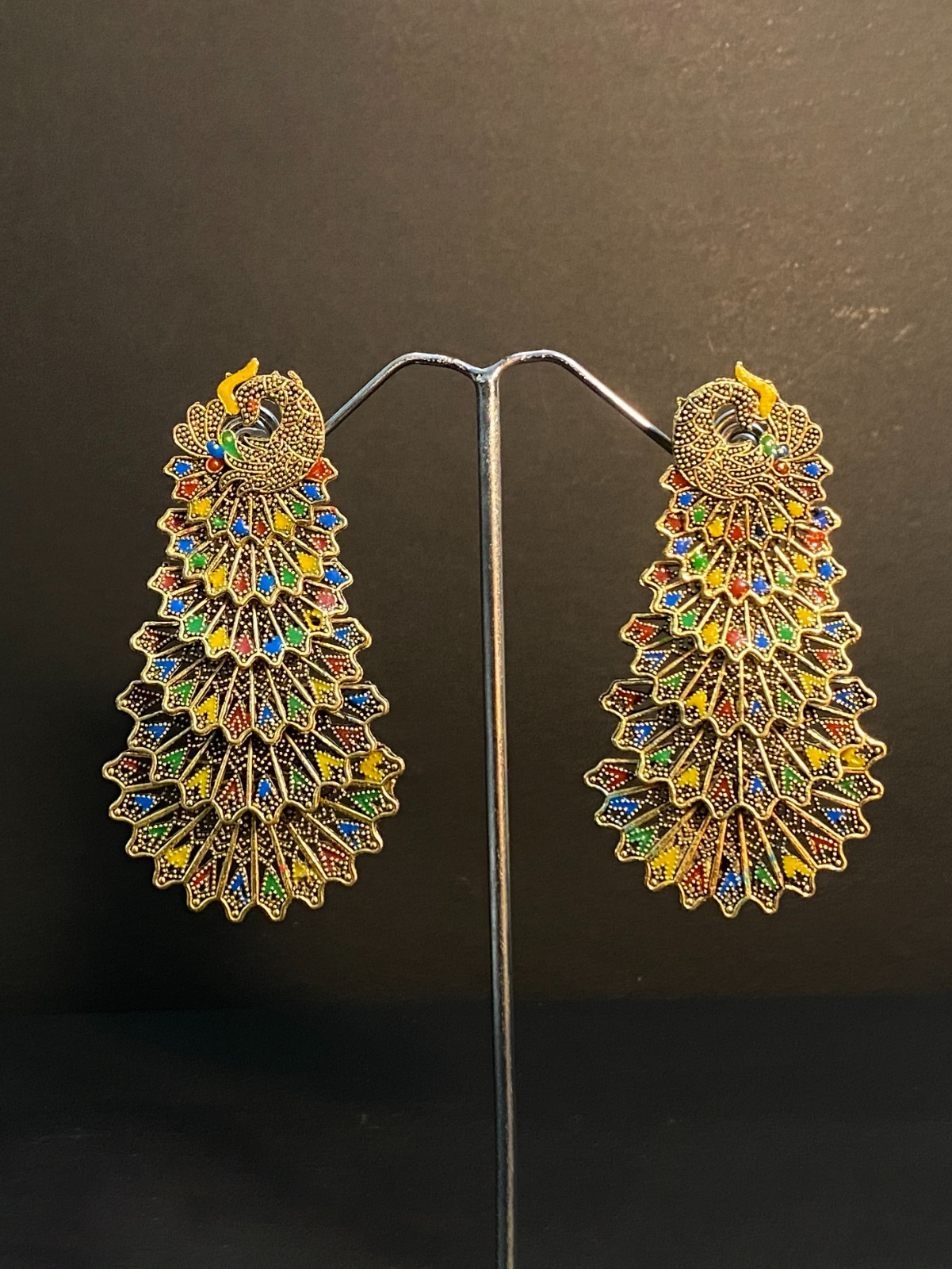 IMG-20230323-WA0107 Traditional Multi Color Peacock Dangle Earrings