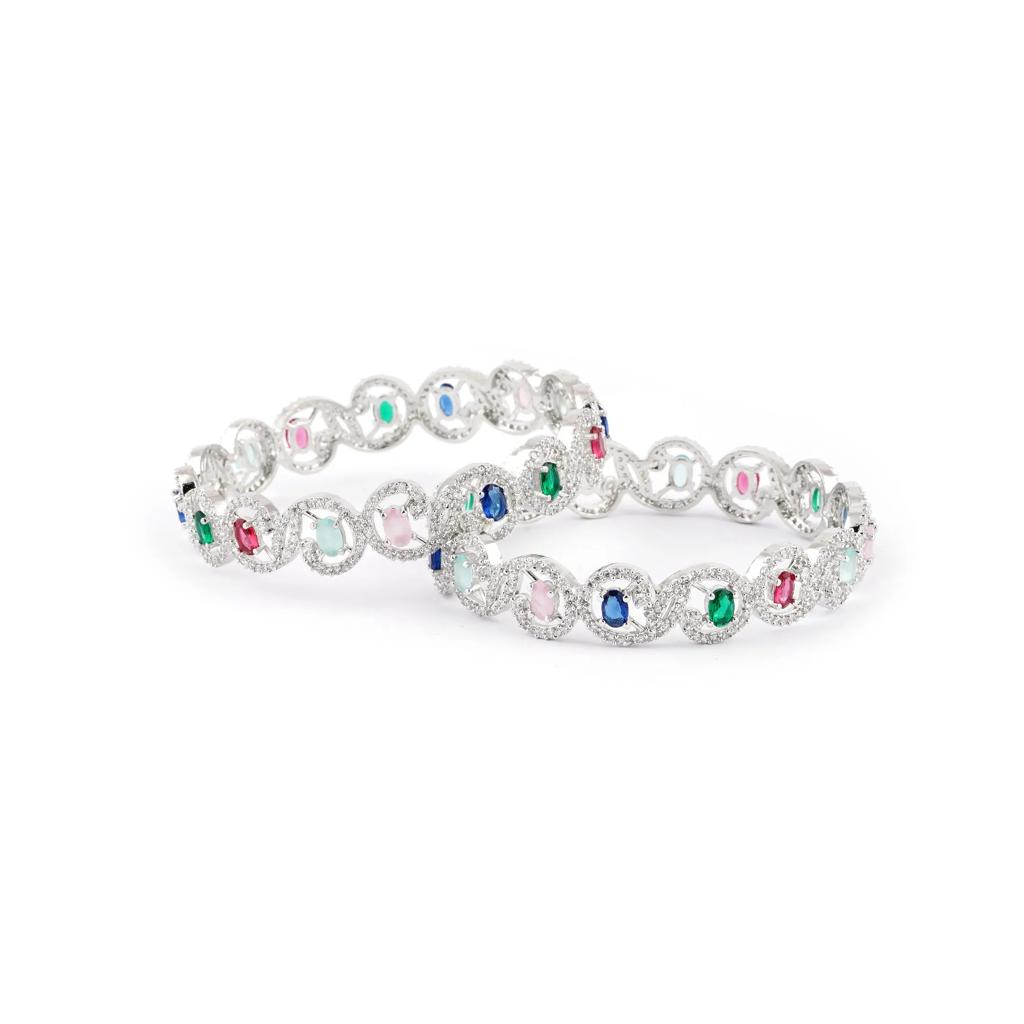 Stone studded silver color bangles