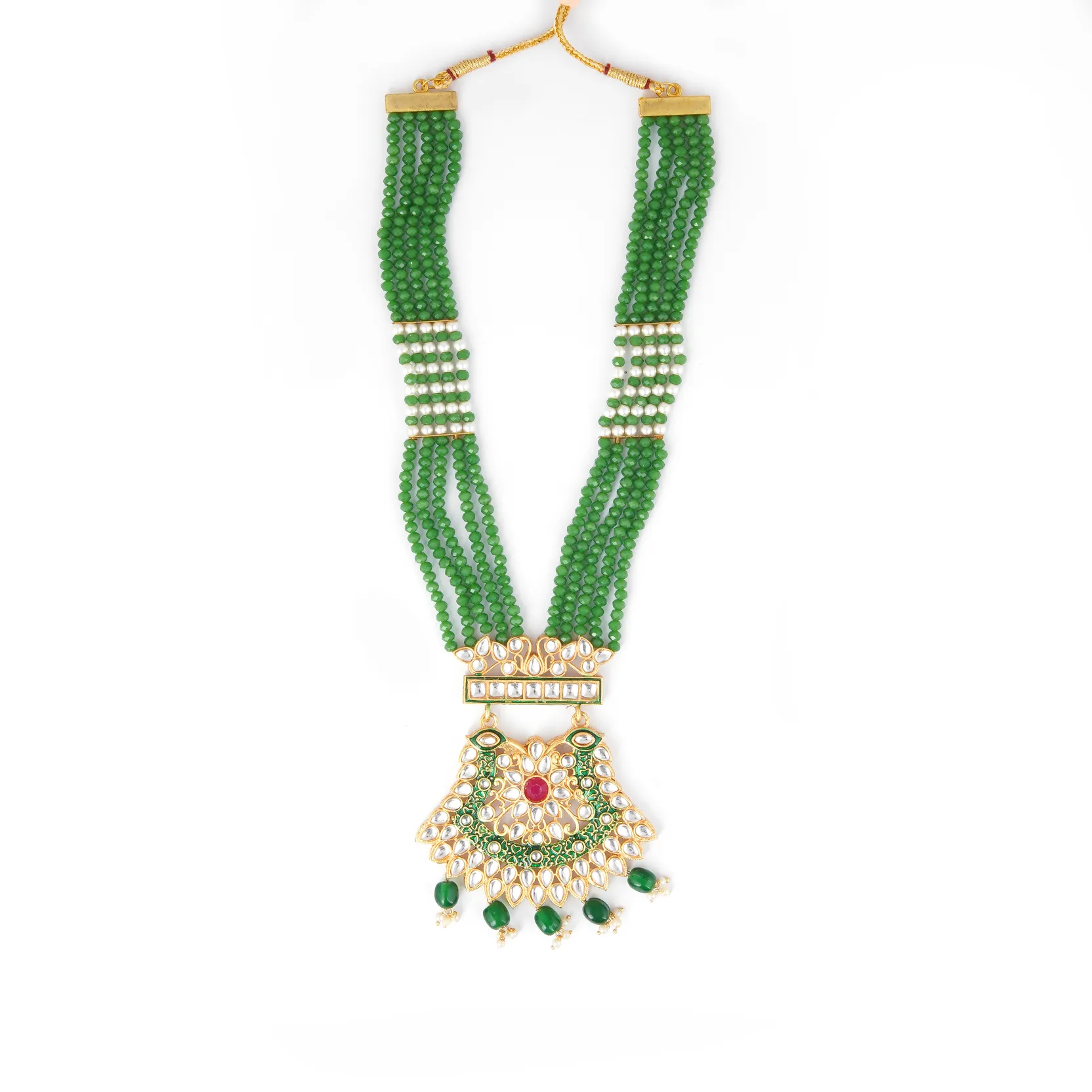 kundan pearls choker necklace earring set green traditional handmade jewelry