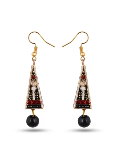 India Pakistan handmade authentic mina work black gold dangling earrings new collection for Eid Diwali Christmas holiday wear new collection of mina earrings party wear