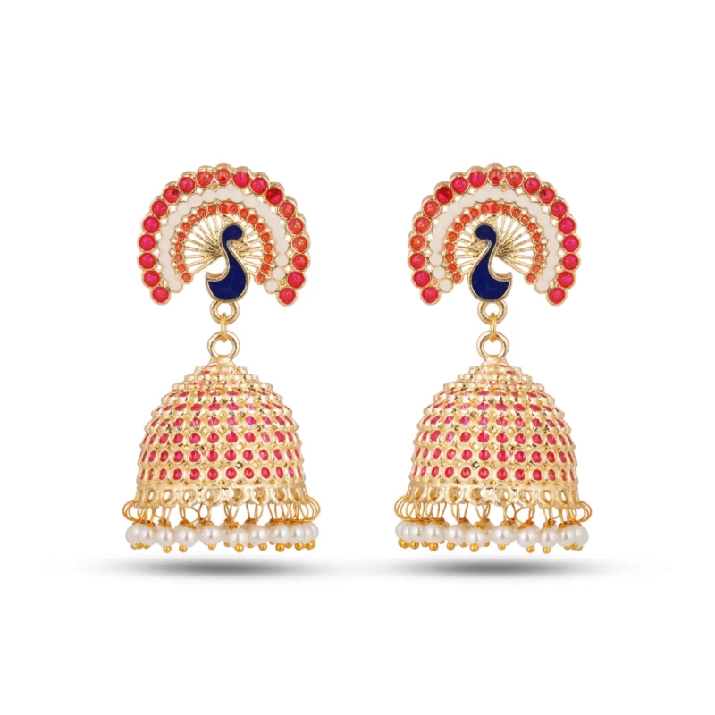 handmade earrings beautiful designs earrings at best price Peacock design in magenta color