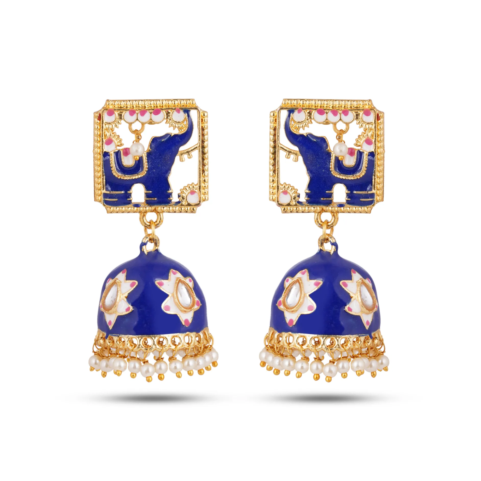 Elegant handmade Elephant Drop Earrings dark Blue Beautiful elephant jhumka earrings, handcrafted with intricate details and vibrant colors fashion Jewelry discounted price