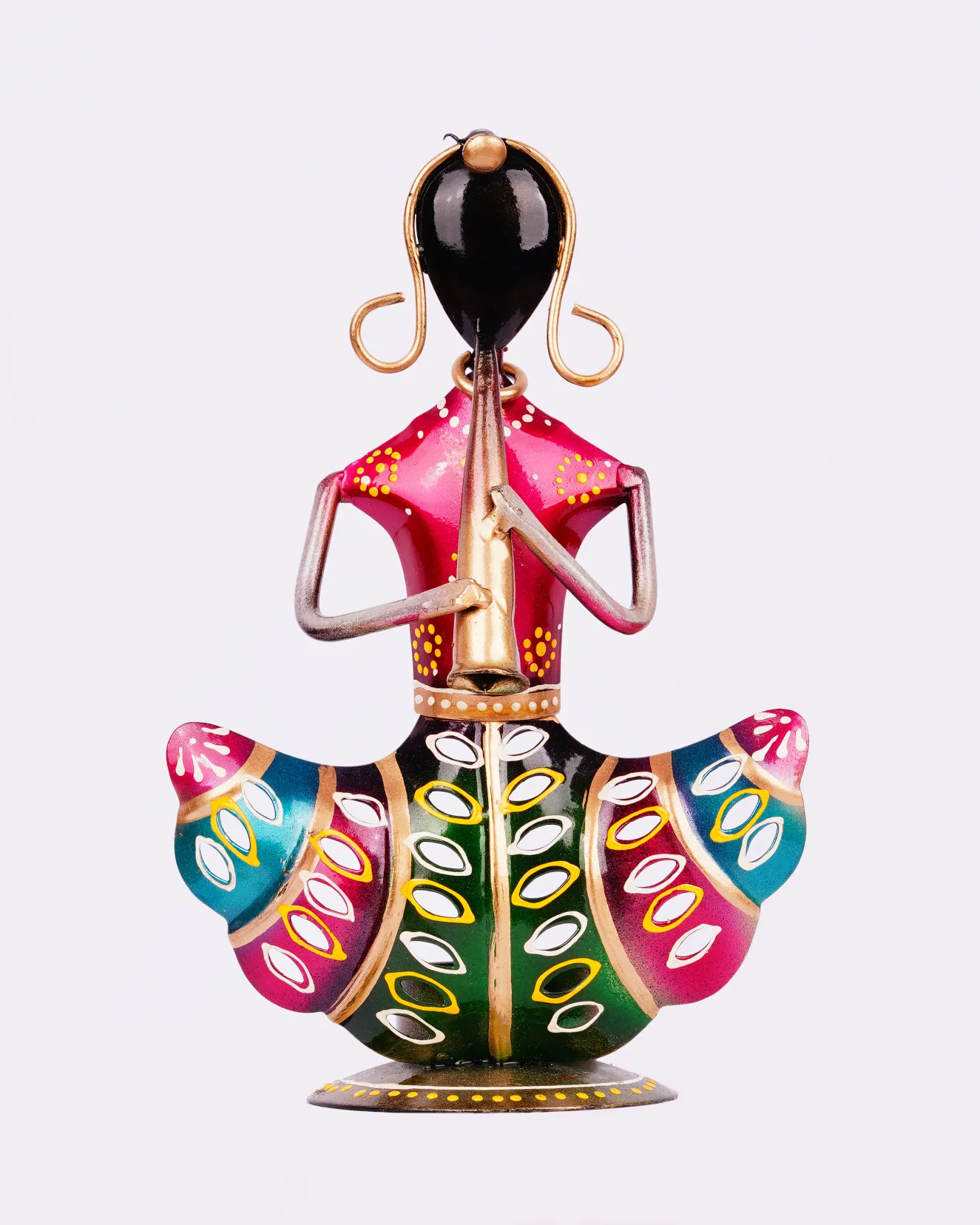 Handcrafted-Tea-Light-Holder-Rajasthani-Folk-Art Vibrant couple tea light holder, showcasing Rajasthani decor and cultural charm