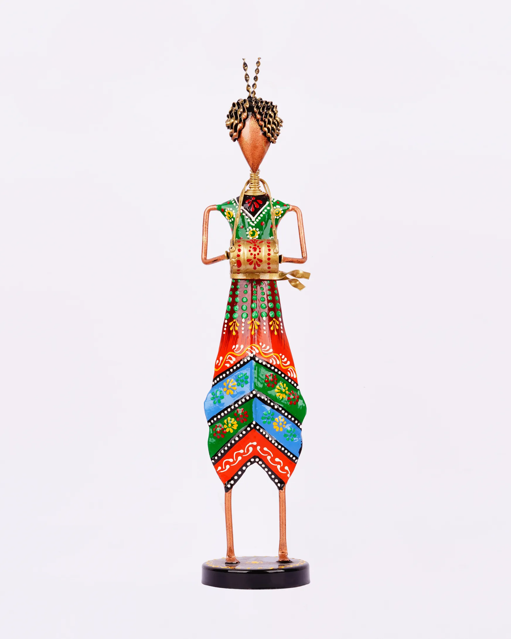 Handcrafted-Wrought-Iron-Tribal-Musician-Sculpture Handcrafted wrought iron tribal musician sculpture, capturing the essence of tribal artistry