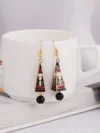 India Pakistan handmade authentic mina work black gold dangling earrings new collection for Eid Diwali festivals new collection of mina earrings party wear