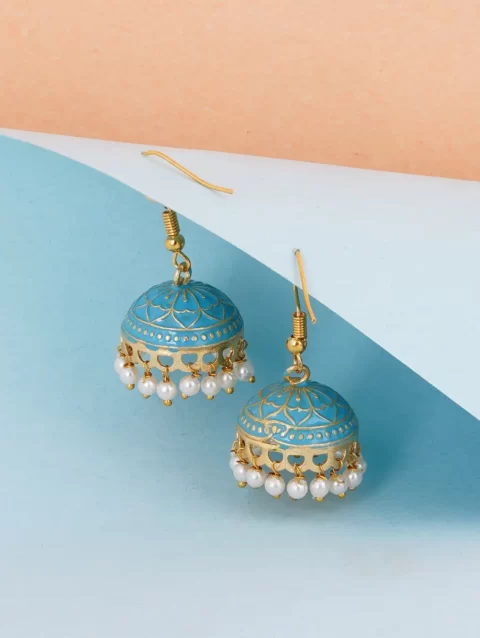 beautiful dazzling sky blue earrings perfect for summer party college stylel earrings beach party aqua color handmade bollywood style party wear drop earrings best prices new collection