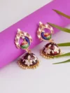 Indian Pakistani jaipur minakari beautiful earrings peacock bird beautiful red maroon colorful perfect gift ethnic wear for her festival royal stylish bollywood classy traditional