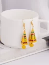 beautiful tropical collection yellow dangling earrings handemade in india mina work best collection best for summer party beach party christmas