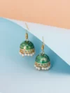 beautiful looking handmade earrings jhumki bollywood style party wear drop earring dark green color latest fashion christmas st patricks day tropical summer party imported earrings must have for your wardrobe