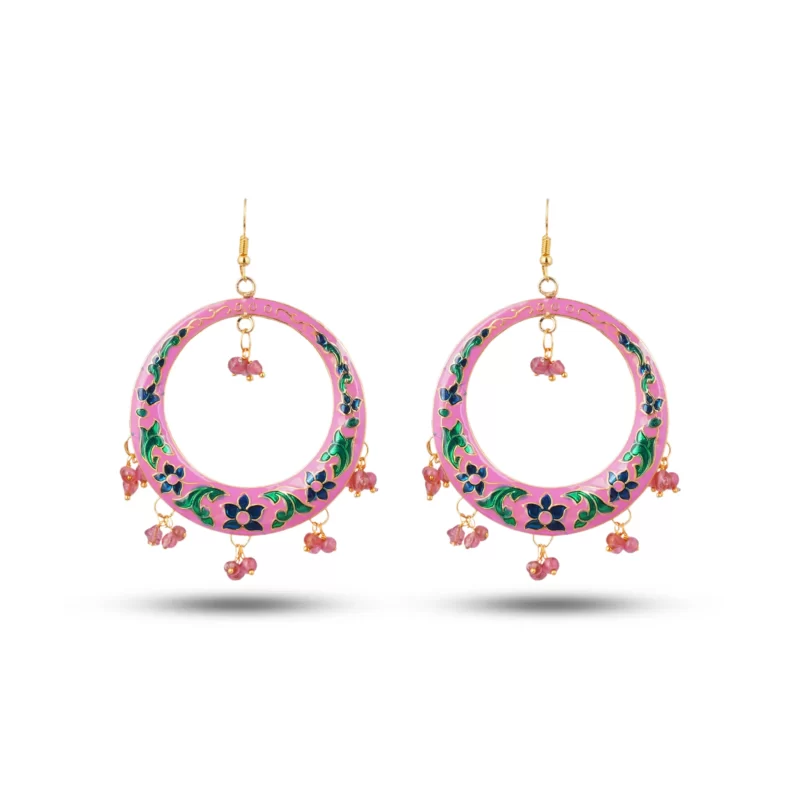 beautiful pink color authentic handmade mina earrings gift for her handmade colorful best price new collection
