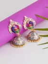 pur minakari beautiful earrings peacock bird beautiful light grey black white perfect gift ethnic wear Indian Pakistani Perfect Gift for her festival royal stylish bollywood classy traditional