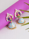 jaipur minakari beautiful earrings peacock bird beautiful light blue turquoise perfect gift ethnic wear Indian Pakistani Perfect Gift for her festival royal stylish bollywood classy traditional