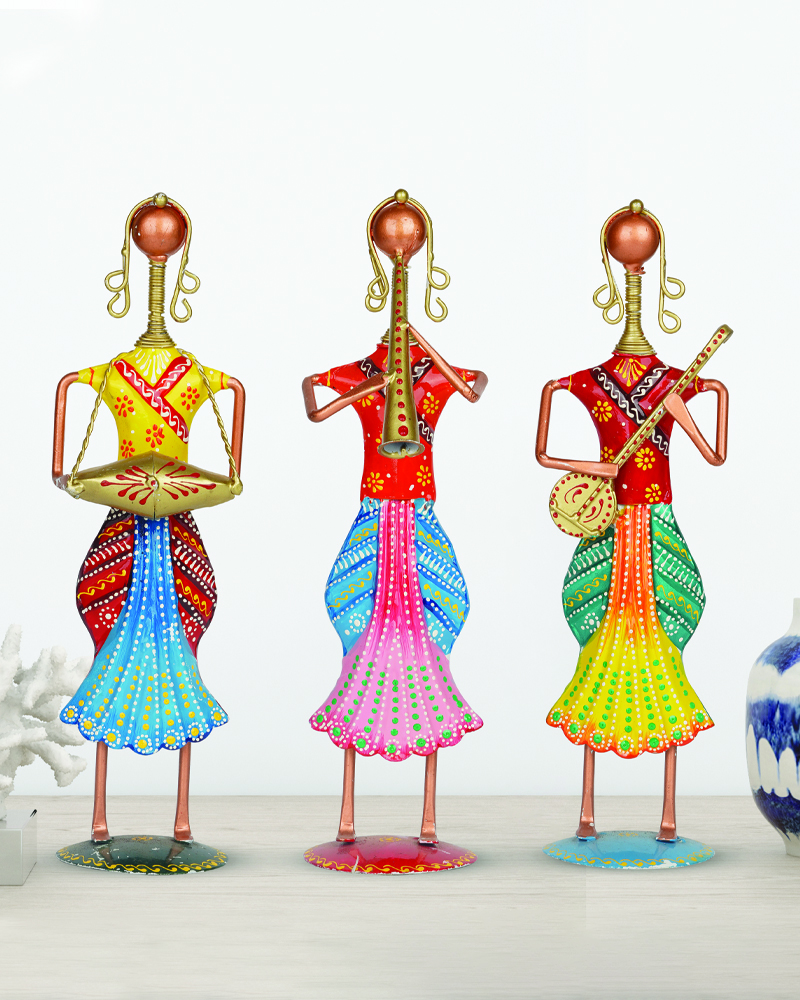 Handicraft Metal Paradise Musical Indian Lady Dolls Set