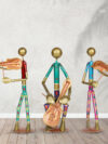 Set 3 Handicraft Metal Young Men Musicians